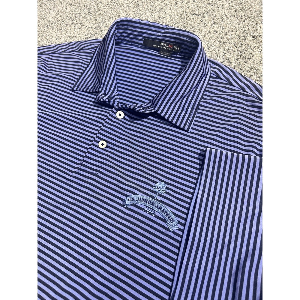 Ralph Lauren RLX Polo Shirt Mens XL 2012 U.S. Junior Amateur‎ Purple Stripe